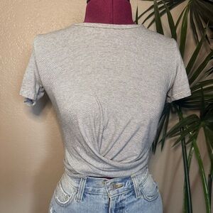 Zara Black and White Striped Short Sleeve Top